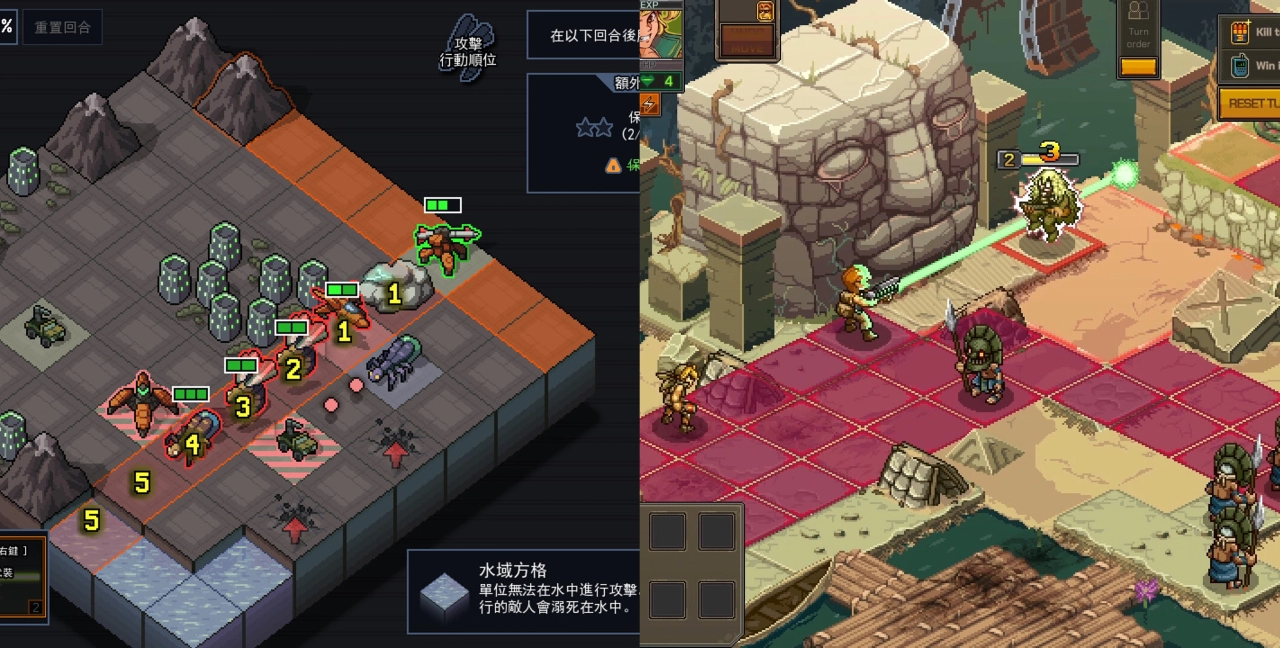 左为陷阵之志，右为合金弹头战略版，两款有着相同的策略风格