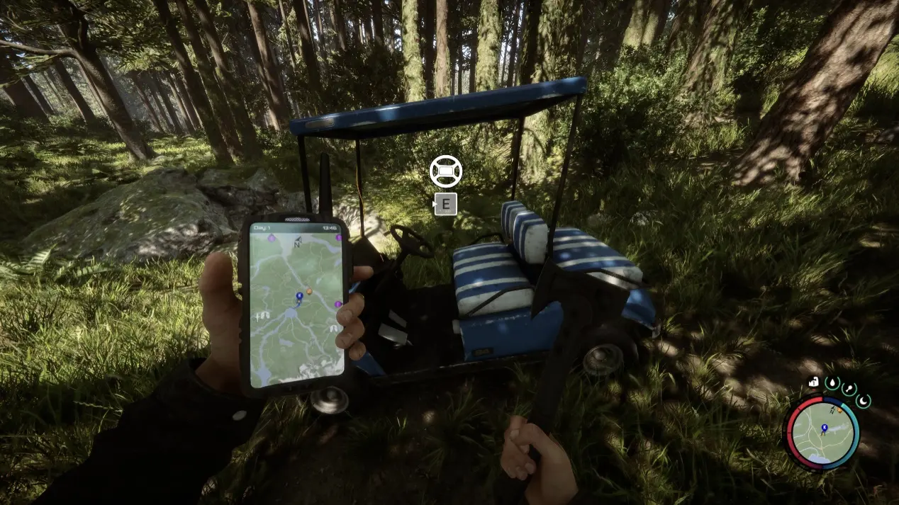 《阴森之子》高尔夫球车没有独轮车来的好控，但可以载人，适合多人