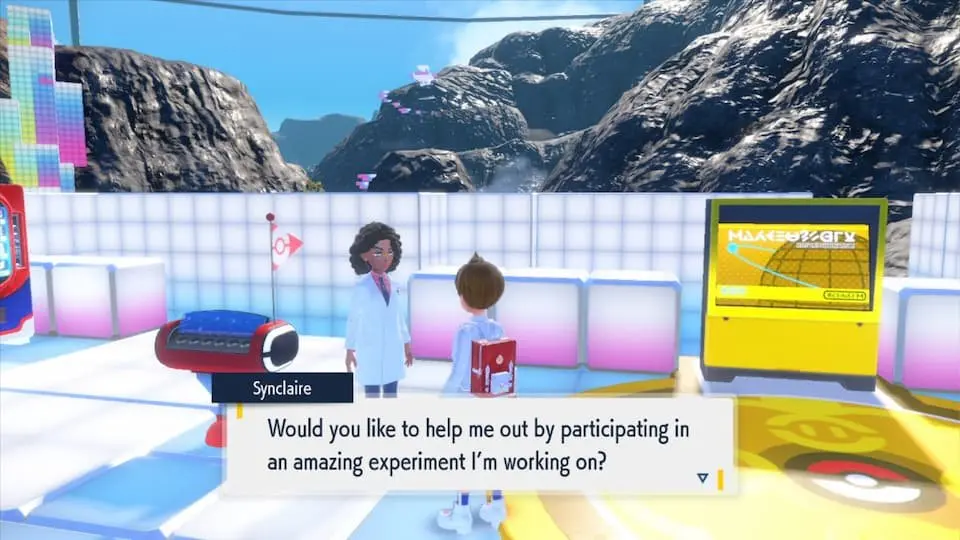 玩家至生态巨蛋」的「中心广场」找到辛克莱尔参加试验以取得同步器