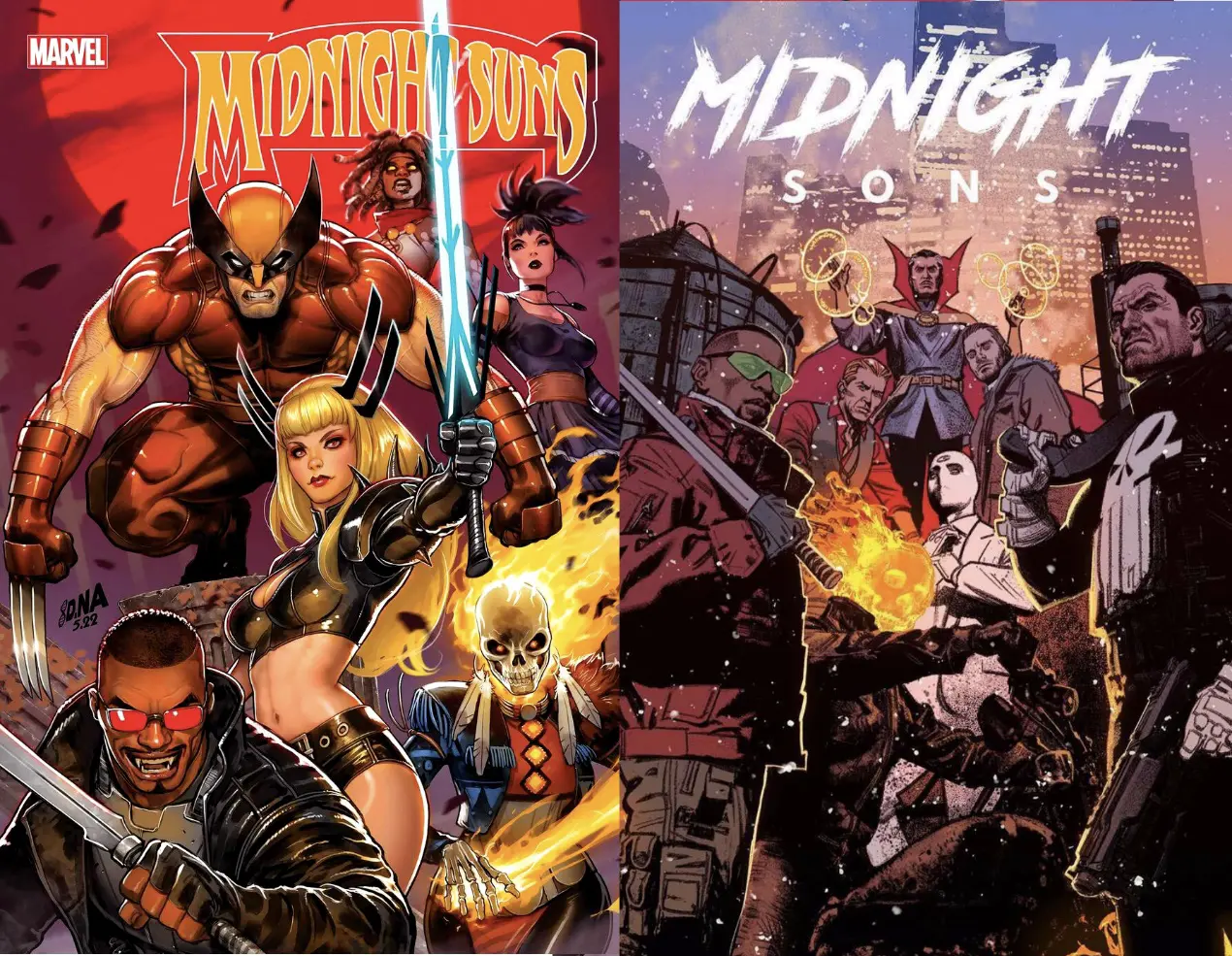 《漫威午夜之子》漫画版也有推出一个「Suns」版本（左），游戏出场成员跟这版相似度很高