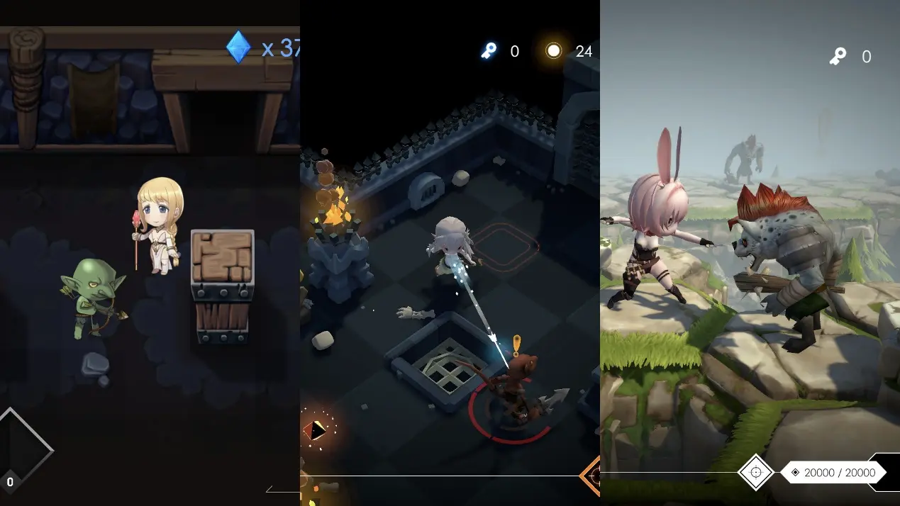 《地牢脱出3 轮迴女王》从左至右分边为1~3代的画面