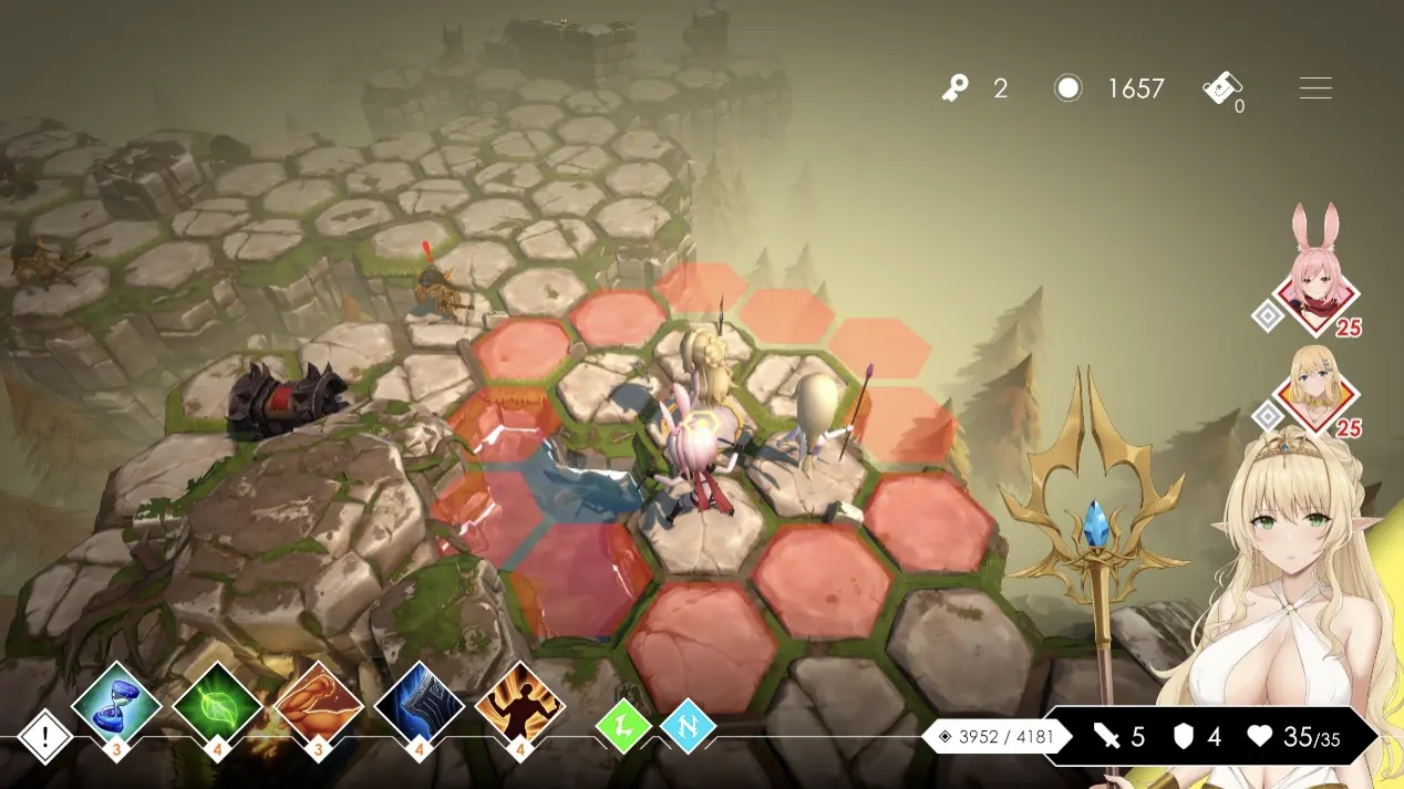 《地牢脱出3 轮迴女王》敌我双方不同角色的攻击範围都不同，影响如何走位闪躲跟攻击